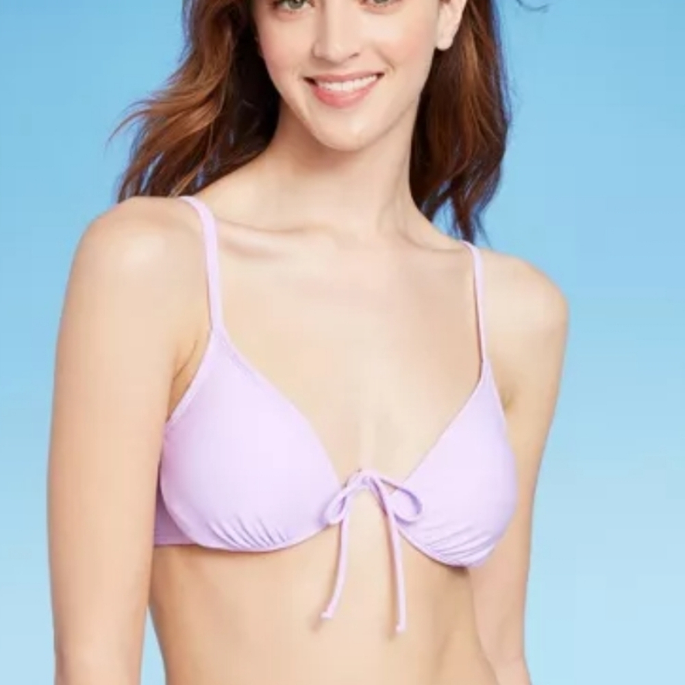 Wild Fable Lilac Purple Tie Detail Underwire Bikini Top Size Women's XXS 00 NEW